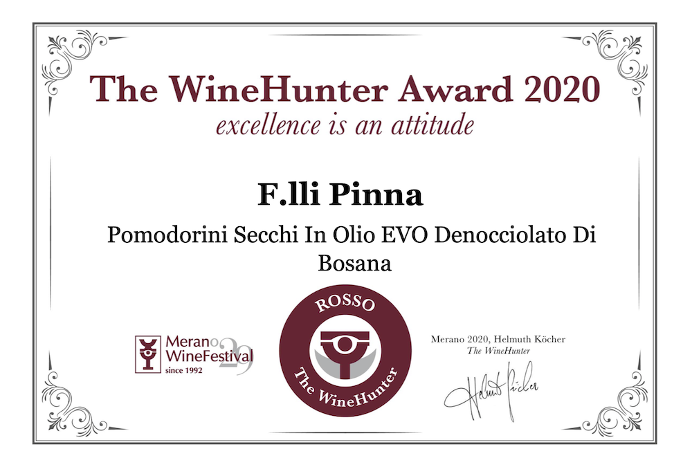 Pomodorini secchi in olio EVO – The WineHunter Award Rosso 2020