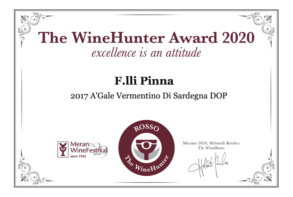 2017 A’Gale Vermentino di Sardegna – The WH Award Rosso 2020