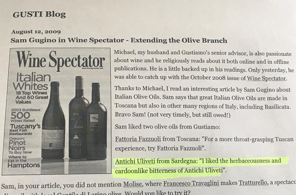 Sam Gugino in Wine Spectator – Extending the Olive Branch