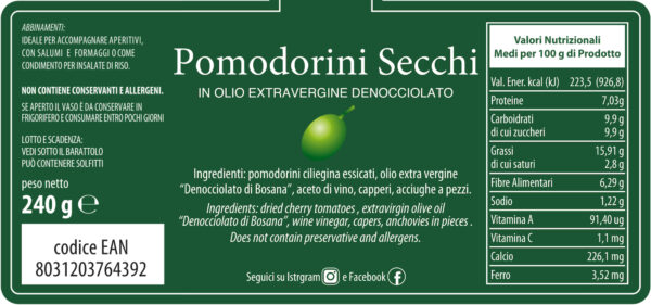 Pomodorini Ciliegino secchi in Denocciolato di Bosana - immagine 2